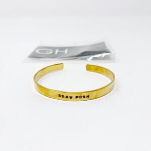 New Gage Huntley Stay Posh Custom Cuff Bangle Bracelet Solid Brass Stamped  Gold